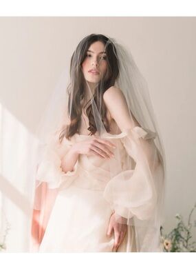 Timeless 2 Tier Chapel Veil Diamond White Blusher Veil